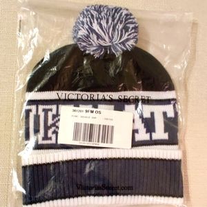 NEW Victoria's Secret PINK Nation Beanie Hat Blue